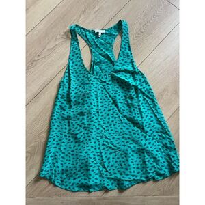Joie Green Black Leopard Print Racerback Tank Top Women Size S